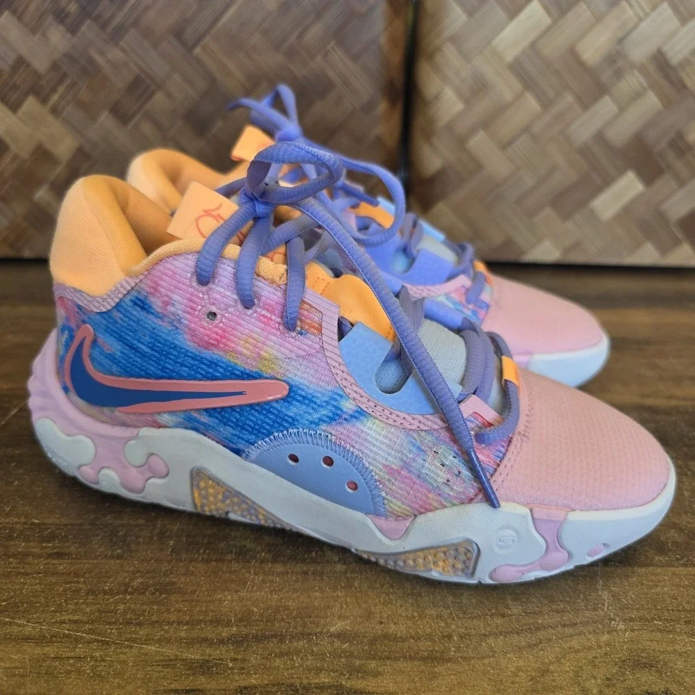 Nike Shoes Youth Size 4.5 PG 6 Painted Swoosh Blue Pink D09824-100 New